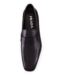 Prada Leather Dress Penny Loafer Black Prada Men Shoes Dress Shoes Men Penny Loafers