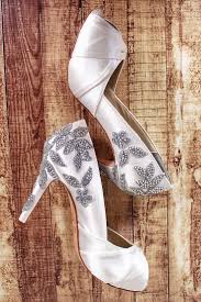 Ivory Wedding Shoes For Bride With Sparkly Silver Crystal Rose Heel Bride Shoes Ivory Wedding Shoes Custom Wedding Shoes