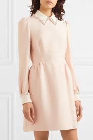 Blush Crystal Embellished Cady Mini Dress Miu Miu Mini Dress Mini Gown Dresses