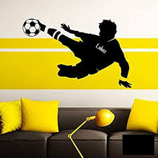 Grandora W5035 Wandtattoo Fussballspieler Wunschname I Schwarz 91 X 58 Cm I Fussball Kinderzimmer Aufkleber Wanda Fussball Kinderzimmer Kinder Zimmer Kinderzimmer