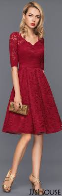 Us 154 00 A Line Princess V Neck Knee Length Lace Cocktail Dress Jj S House Cocktail Dress Lace Knee Length Dresses Coctail Dresses