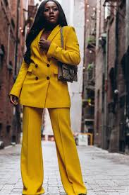 Black And Yellow Suits For Ladies Progress Not Perfection Friscloset Fashion Black Bloggers Outfits