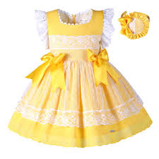 Pettigirl New Girls Easter Dress Summer Yellow Cotton Kids Dress With Headwear Clothes G Dmgd101 B171 Dress For Girl Child Girls Easter Dresses Kids Dress