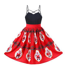 Santa Claus Strappy Swing Dress Red Swing Dress Red Christmas Dress Vintage Swing Dress