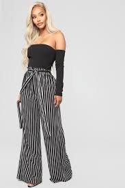 Black And White Striped Jumpsuit Outfit Ideas Daytona Babe Off Shoulder Jumpsuit Off Shoulder Jumpsuit Stripe Jumpsuit Outfit Striped Jumpsuit