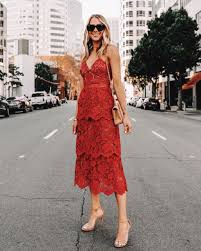 Self Portrait Flower Lace Midi Dress Red Wedding Guest Dress Spring Wedding Gues In 2020 Wedding Guest Outfit Spring Red Lace Prom Dress Dresses To Wear To A Wedding
