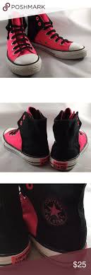 Black And Pink Converse High Tops Girls Converse High Top Pink Black Sneakers Converse All Stars Very Gently Used Shoes Big Gi Converse Shoes Outfit Unique Sneakers Girls Converse High Tops