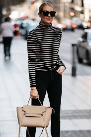 Black And White Striped Turtleneck Sweater Fashion Jackson Nordstrom Black White Striped Turtleneck Sweater Black Skinny Jeans Celine Mini Belt Bag Fashion Trend Black Fashion Fashion Jackson