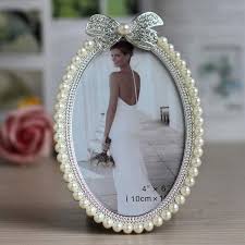 Hot Sale Home Table Deco Item Metal Alloy Wedding Photo Frame Picture Frame With Pearls And Rhinestones Decoration Framed Wedding Photos Frame Decor Metal Photo Frames