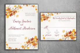 Autumn Wedding Invitation Fall Wedding Invitation September Etsy Orange Wedding Invitations Fall Wedding Invitations Wedding Invitations Leaves