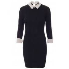 Celebrity Style Black Dress With White Collar And Cuffs Black Dress White Collar Bodycon Dress Dresses