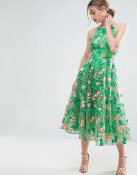 Asos Salon Floral Embroidered Backless Pinny Midi Prom Dress Backless Cocktail Dress Semi Formal Dresses For Wedding Garden Wedding Dress Guest