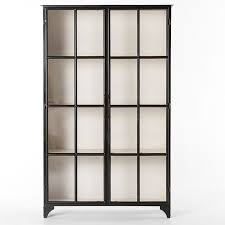 Black Bookshelf With Glass Doors Camila Industrial Black Iron Display Cabinet With Glass Doors In 2020 Glass Cabinet Doors Living Room Glass Cabinet Metal Cabinet