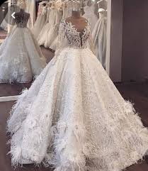 Long Sleeve Wedding Dresses Bridal Gowns With Sleeves In 2020 Wedding Dress With Feathers Wedding Dress Long Sleeve Wedding Dresses