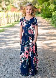 Navy Floral Dress Dress Floral Dress Short Sleeve Dress Ryleigh Rue Clothing Boutique Girls Dresses Summer Navy Floral Maxi Dress Girls Boutique Clothing