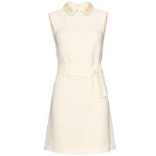 Miu Miu Dress With Bead Embellished Collar White Short Dress Pink Dress Short Beaded Dress Short