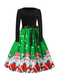 Women S Christmas Santa Claus Big Swing Vintage Dress With Images Party Dress Long Sleeve Elegant Party Dresses Vintage Dresses