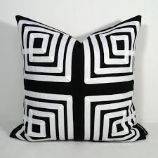 Black And White Geometric Outdoor Pillows Black White Indoor Outdoor Pillow Cover With Modern Greek Key Geometric Applique Crafted In Fade And Stai White Pillow Covers Outdoor Pillow Covers Pillows