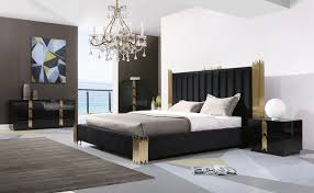 Modern Black And Gold Bedroom Decor Stylish Design Furniture Modrest Token Modern Black Black Gold Bedroom Modern Bedroom Set Gold Bedroom