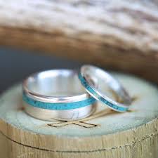Vertigo Matching Set Of Silver Turquoise Wedding Bands Fully Customizable Turquoise Wedding Band Silver Turquoise Wedding Turquoise Ring Silver