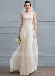Us 173 00 A Line Scoop Neck Floor Length Chiffon Wedding Dress With Beading Sequins Jj S House Bridal Dresses Wedding Dresses Lace Wedding Dresses With Straps