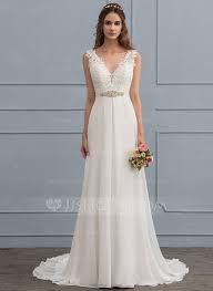 Us 192 00 A Line V Neck Court Train Chiffon Wedding Dress With Beading Sequins Jj S House Wedding Dresses Simple Online Wedding Dress Wedding Dresses