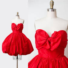 1980s Oscar De La Renta Dress 80s Red Silk Bubble Hem Strapless Dress 80s Dress Dresses Strapless Dress
