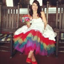 Short Wedding Dress With Colored Tulle Underneath Rainbow Wedding Dress Rainbow Wedding Rainbow Dress