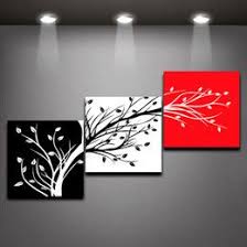 Black And White Canvas Painting Three Color Trees Oil Painting Home Decor Red Black White Canvas Painting 3 Panels Set Bedroom Canvas Mural Art Home Wall Decor