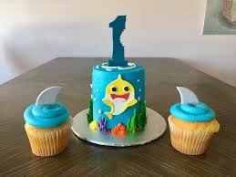 Baby Shark Cupcake Cake 1st Birthday Baby Shark Smash Cake Baby Boy 1st Birthday Party Shark Birthday Cakes Shark Themed Birthday Party