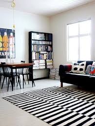 Living Room Ikea Black And White Rug Black And Withe Living Area With Colourful Details