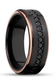 Unique Black Wedding Rings For Men Made With Black Zirconium Rose Gold And Black Diamonds Wedding Rings Unique Black Wedding Rings Mens Wedding Rings