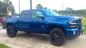 Black And Blue Wheels For Trucks Black Rims Really Look Nice With This Blue Color Chevy Silverado Black Rims Monster Trucks