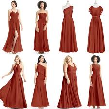 Azazie Chiffon Rust Dresses 109 149 Brown Bridesmaid Dresses Orange Bridesmaid Dresses Burnt Orange Bridesmaid Dresses