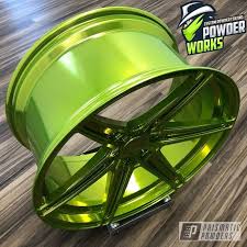 Black And Neon Green Rims Prismatic Powders Powder Coated Custom Wheels Custom Wheels Cars Custom Wheels Chrome Powder