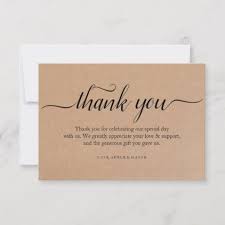 Kraft Paper Thank You Wedding Thank You Note Card Zazzle Com In 2020 Thank You Card Design Thank You Card Wording Business Thank You Cards