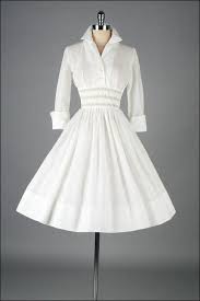 Vintage 1950s Dress White Cotton French Cuffs 2668 Vintage 1950s Dresses Vintage Dresses Fashion