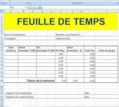 Feuille De Temps Employe Excel Modele De Feuille Methode De Travail Feuille
