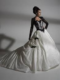 Black And White Long Sleeve Gown Black And White Lace Long Sleeves Gothic Wedding Dress Gothic Wedding Dress Black Wedding Dresses Wedding Dress Styles