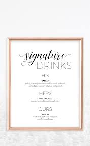 Black And White Signature Black And White Signature Drinks Sign Signature Drinks Sign Wedding Drink Menu Sign Signature Drinks