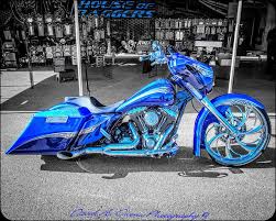 Custom Black And Blue Motorcycle House Of Baggers Custom Blue Harley Davidson Bikes Custom Baggers Street Glide Harley