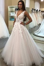 Charming A Line V Neck Appliqued Ball Gown Tulle Wedding Dress Ow374 Wedding Dresses V Neck Wedding Dress Bridal Dresses