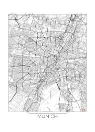 Munich Minimal Von Hubert Roguski Munchen Minimalistische Stadtkarte Stadte Kartografie Munchen Stadtplane Schwarz Weiss Juniq Poster Karten Juniqe