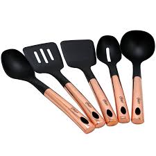 Black And Gold Kitchen Utensils Oster 5 Piece Kitchen Bliss Utensil Set Kitchen Tool Set Rose Gold Kitchen Black And Copper Kitchen