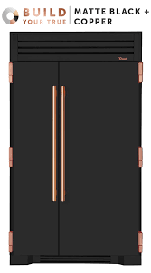Black And Gold Kitchen Appliances Matte Black Copper Inspired By Chefs Refined For The Home And Now Designed By You Your Custom True Will Black Fridges Black Refrigerator Black Kitchens