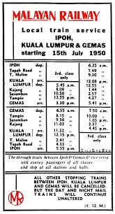 Malayan Railway Timetable 15th July 1950 History Of Malaysia Vintage Train Malaysia