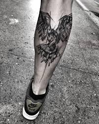 Black And White Calf Tattoos For Men Wowtattoo Blacktattoomag Blacktattooart Inkstinctsubmission Equilattera Black Tattoo Btattooing Darkar Bird Tattoo Men Phoenix Tattoo Tattoos For Guys