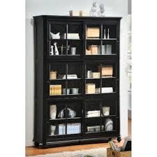 Black Bookshelf With Glass Doors Homelegance Stackable Wood Bookcase With Sliding Glass Door Black Bookcase With Glass Doors Wood Bookcase Black Bookcase