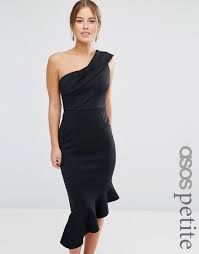 Image 1 Of Asos Petite Scuba One Shoulder Peplum Midi Dress Petite Cocktail Dresses Silk Bridesmaid Dresses Maxi Dress Prom