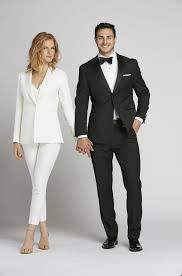 Women S Wedding Suit In White The Groomsman Suit Women Suits Wedding White Wedding Suit Wedding Dress Suit